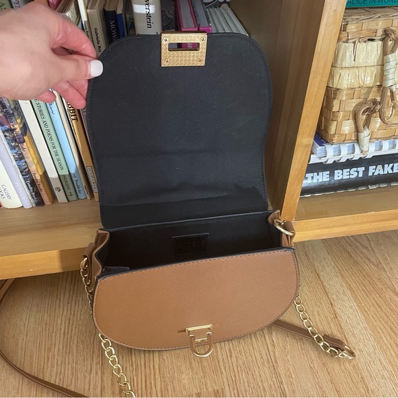 Canvas Crossbody Saddle Bag with Gold Hardware - Picture 9 of 9